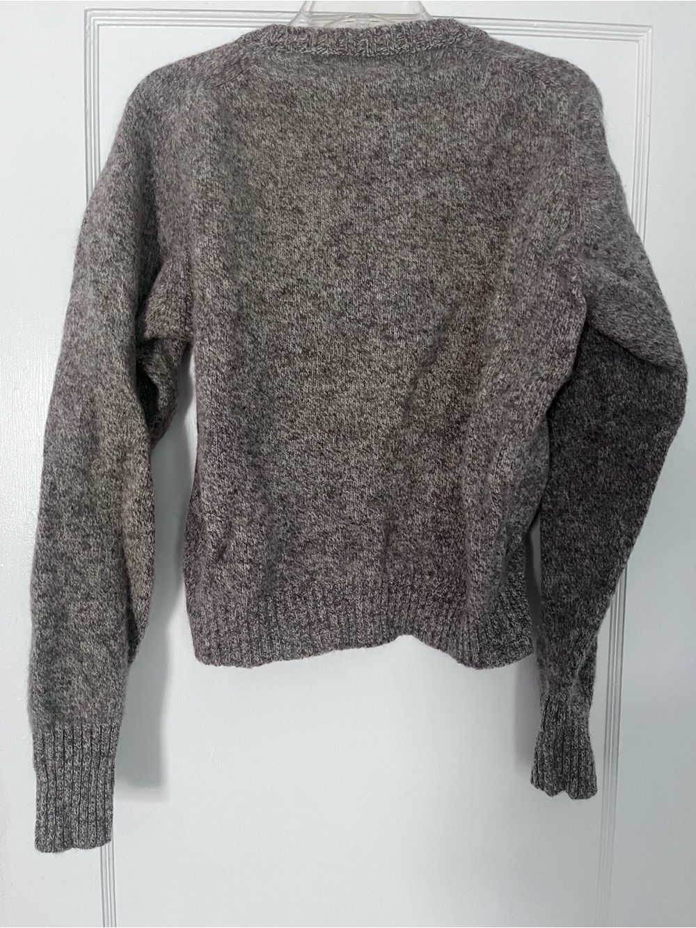Women's Gray/Taupe Crewneck Shetland Wool Sweater - Picture 4 of 7